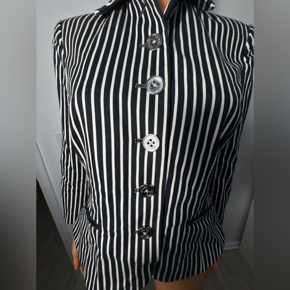 Chaps Black and White Striped Jacket - Picture 3 of 7